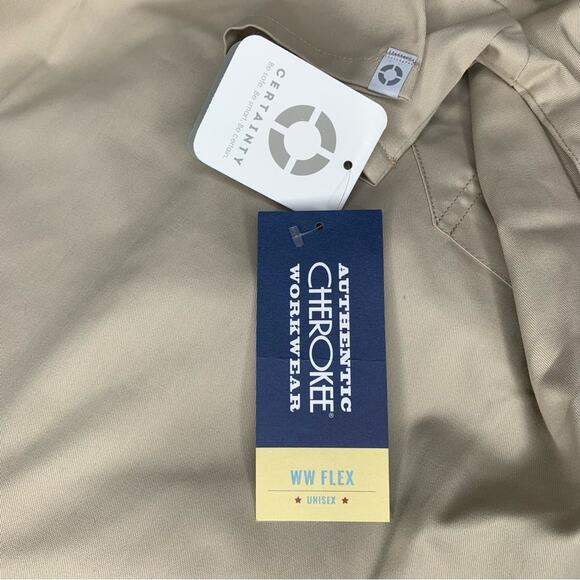 Cherokee NWT Workwear Unisex Tan Size XS One Front Pocket - Picture 7 of 8